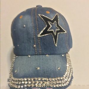♥️  Blue Jean Studded Baseball Cap Bling Hat
